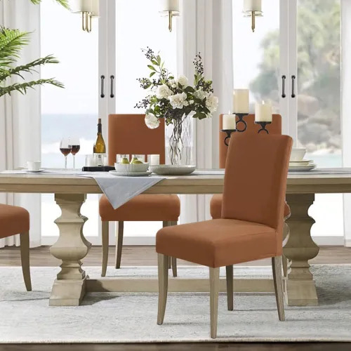 Vista 3 de H.VERSAILTEX Juego de 4 fundas 100% impermeables para sillas de comedor, fundas elásticas para sillas de comedor, fundas protectoras para sillas