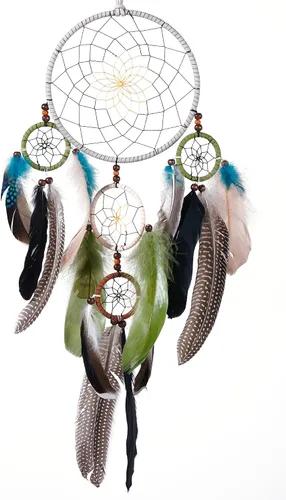 Vista 8 de Atrapasueños marrones, plumas de gallo con multianillo, hecho a mano, gran atrapasueños para dormitorio, atrapasueños para niñas, atrapasueños