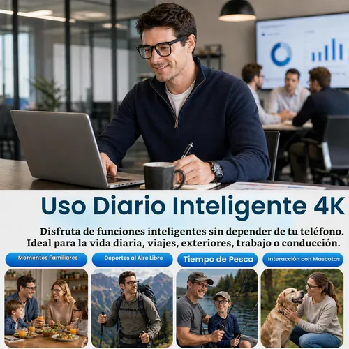 Vista 3 de Gafas inteligentes AI con cámara, video 4K, traducción en tiempo real