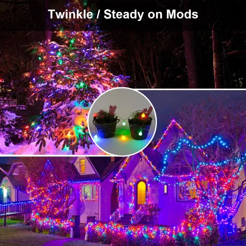 Vista 8 de AUAUY Guirnalda de luces LED de 40 luces LED de 19.6 pies, funciona con pilas, 2 modos, luces de Navidad para dormitorio, luces impermeables