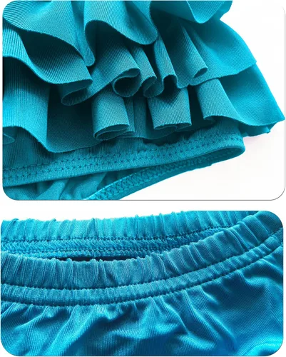 Vista 3 de DNFUN Traje de baño de sirena de 3 piezas para niñas, con cola de sirena, sin monoaleta