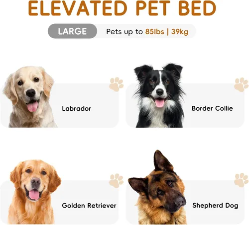 Vista 6 de STARLATTA Cama elevada y refrescante para perros grandes, catre impermeable para mascotas al aire libre con malla transpirable lavable, pies