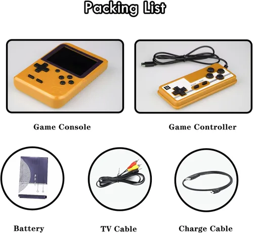 Vista 5 de Consola de juegos de mano retro, consola de videojuegos retro portátil con 500 juegos clásicos, pantalla de 3.0 pulgadas, batería recargable de 1020
