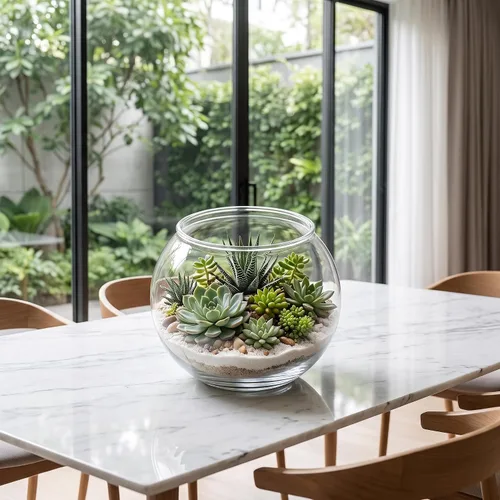 Vista 8 de POPETPOP Acuario de plástico Betta Fish Tank de 1 galón transparente Goldfish Bowl irrompible redondo jarrones de pescado tazón para decoración