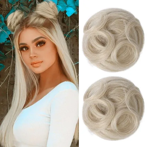 Vista 28 de REECHO Space Bun Hair Pieces, 2 piezas de mini clips de garra en moños desordenados y orejas de gato, extensiones de moño de cabello falso HB001