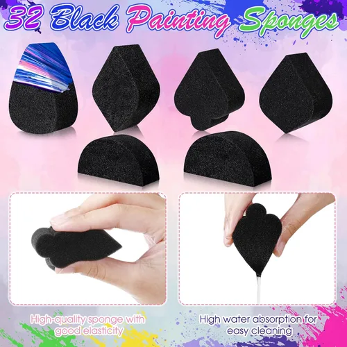 Vista 2 de 32 esponjas de pintura facial de alta densidad para adultos, pintura facial y corporal, verano, carnaval, obras de arte, festivales, pétalos