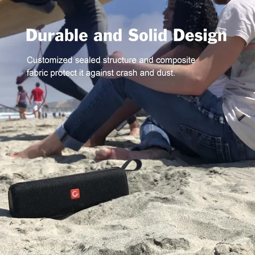 Vista 4 de DOSS E-gob II Altavoces Bluetooth portátiles con sonido superior y graves extra, IPX6 resistente al agua, micrófono integrado, controlador de 12 W