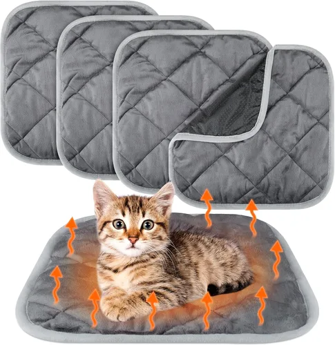 Vista 19 de Paquete de 4 Almohadillas Autocalentables para Gatos, Alfombrilla Autocalentable para Perros que Refleja el Calor Corporal, Almohadilla Térmica Negro