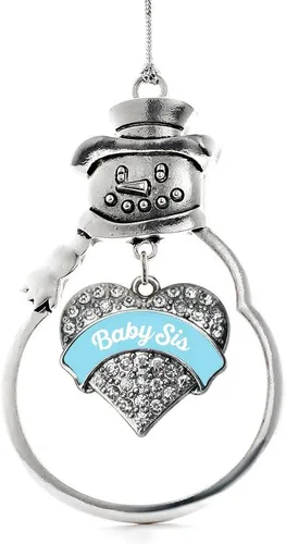 Vista 108 de Inspired Silver - Big Sis - Adorno de Navidad plateado - Adorno de árbol de Navidad con dije de corazón con circonita cúbica - Decoración colgante