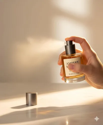 Vista 4 de Ambery Saffron Eau de Parfum para perfume vegano unisex, de larga duración