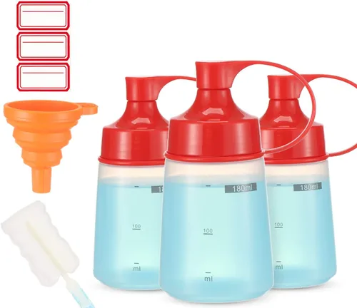 Vista 15 de Botella exprimidora de condimentos para salsas de boca ancha, botellas de plástico para condimentos, pintura, salsa de tomate, mostaza, aceite