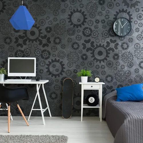 Vista 3 de NAKLEO Plantilla de pared de plástico reutilizable - 17 x 25 pulgadas - Rama frontal de hoja de helecho 2 - Patrón de papel tapiz grande