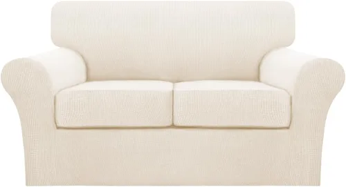Vista 101 de Turquoize 2 fundas para sillas de sala de estar, funda de sofá con fundas de cojín individuales, funda de muebles para sillas (silla, beige biscotti)
