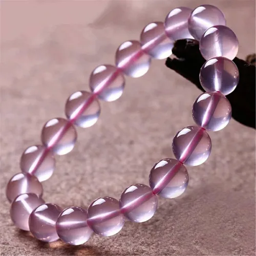 Vista 4 de Rosa Natural Rose Quartz Gemstone Star Light Ronda Crystal pulsera de abalorio