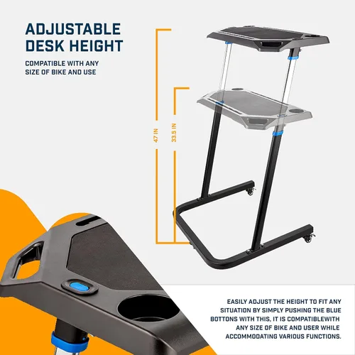 Vista 5 de Alpcour Soporte magnético para bicicleta para montar en interiores, con escritorio portátil de entrenamiento de bicicleta multitarea