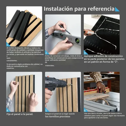 Vista 8 de Art3d - 2 piezas de panel acústico de listones, de 104 x 15.75 pulgadas para pared y techo, panel 3D acanalado absorbente de sonido con acabado