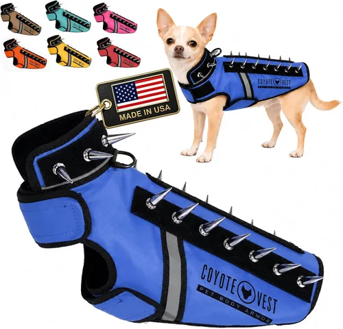 Vista 24 de CoyoteVest SpikeVest - Chaleco de arnés para perro, accesorios reflectantes para perros con picos para proteger a tu mascota de ataques de Raptor
