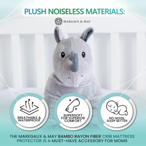 Vista 5 de 2 Pack Bamboo Waterproof Crib Mattress Protector Pad (Mom's Choice Award Winner) by Margaux & May - Noiseless - Dryer Friendly - Deluxe Bamboo Rayon