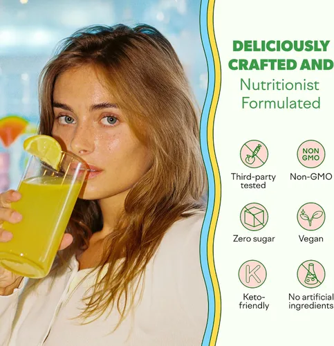 Vista 5 de Feel Goods Icono de inmunidad, paquetes de polvo de apoyo inmunológico de vitamina C, 500 mg de vitamina C, saúco, jengibre, cúrcuma y vitaminas