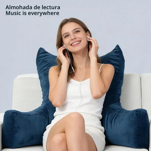 Vista 3 de Neustern Almohada de lectura, soporte para espalda, reposo en cama para Azul