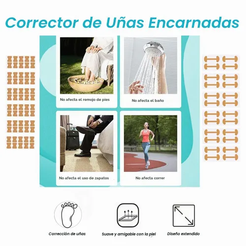 Vista 4 de Tratamiento de uñas encarnadas, juego profesional de herramientas de pedicura de uñas encarnadas, 60 piezas de parche corrector de uñas