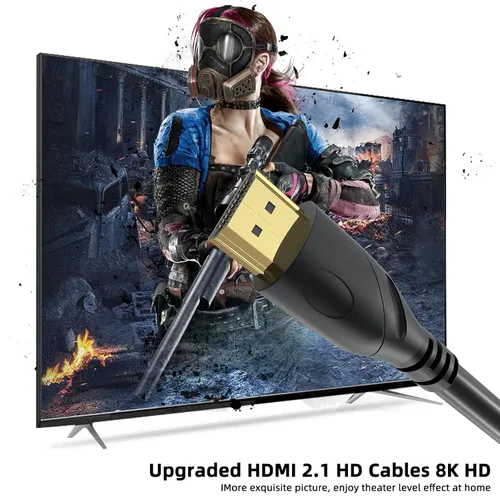 Vista 6 de Cable HDMI 8K de 1 m (HDMI 2.1, 8k@60hz, 48 Gbps & 4k@120hz, 18 Gbps) Conectores chapados en oro de ultra alta velocidad, retorno de audio por