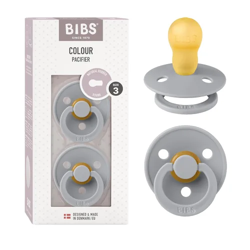 Vista 60 de BIBS - Paquete de 2 chupetes para bebés, goma natural libre de bisfenol A, hechos en Dinamarca, colección Colour, para bebés de 18+ meses, azul bebé