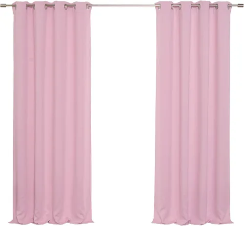 Vista 19 de Best Home Fashion Cortinas opacas con aislamiento térmico, ojales de acero inoxidable y níquel, color rosa bebé, 52 pulgadas de ancho x 63 pulgadas
