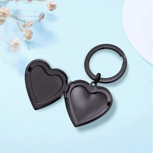 Vista 6 de PHOCKSIN Llavero de medallón lindo con forma de corazón que sostiene fotos, fotos, llavero, regalos para hombres, mujeres y niñas