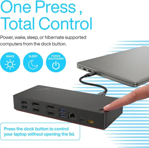 Vista 6 de 40AF0135US Lenovo Docking Station Dual Monitor - ThinkPad Dock USB-C, USB-A