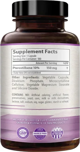 Vista 9 de Suplemento de pterostilbeno de 150 mg – Suplemento antioxidante una vez al día para un envejecimiento saludable para la piel y el cerebro inmune