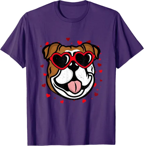 Vista 54 de Bulldog Valentine - Camiseta para amantes de las gafas de sol para perros, Negro