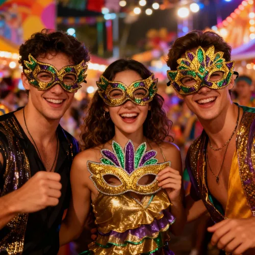 Vista 5 de Mardi-Gras-Mask-for-Men-Women 3 Pcs Sequin Masks Masquerade Cosplay Party