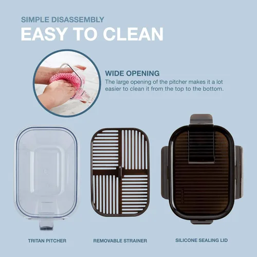 Vista 6 de LocknLock Aqua - Jarra de agua para puerta de refrigerador, jarra transparente, jarra de plástico sin BPA con tapa, jarra de 1.6 cuartos de galón
