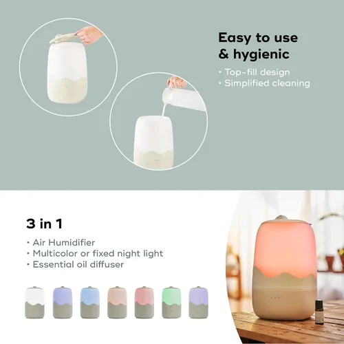 Vista 4 de Babymoov Wave - Humidificador 3 en 1 para bebé, fácil limpieza, llenado superior, capacidad XL para dormitorio grande y guardería, luz nocturna