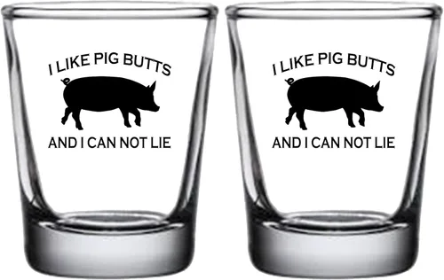 Vista 6 de Rogue River Tactical Funny Joke I Like Pig Butts and I Can Not Lie BBQ Shot Glass Regalo para pescador, papá, abuelo o hermano barbacoa
