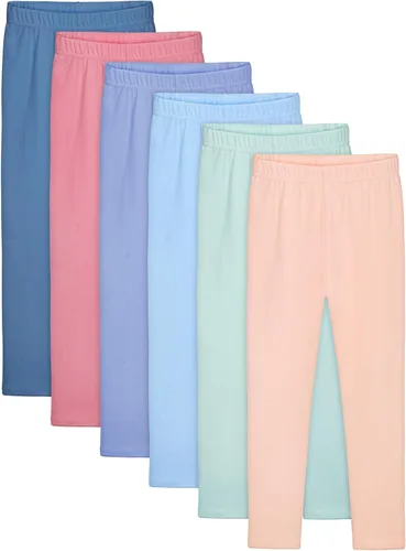 Vista 11 de Resinta Paquete de 6 Leggings de Algodón para Niñas Pantalones Ajustados Elásticos de Ponerse Fácil con Cintura Elástica Extensibles de Longitud