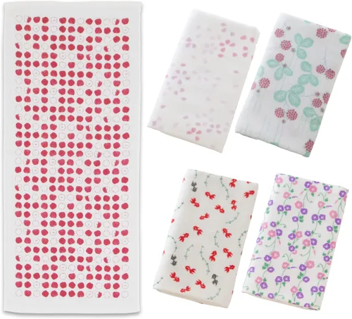 Vista 23 de NOREN Toalla de mano japonesa (Senshu Osaka Towel - Apple) Toalla de algodón, fabricada en Japón, 100% algodón, de secado rápido, absorbente, ultra
