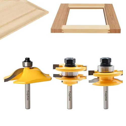 Vista 7 de Exqutoo 1 pieza Broca de enrutador de 1/2" de vástago y 2-1/2" de diámetro para puertas de armario estilo cimacio, herramientas de carpintería