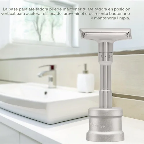 Vista 7 de River Lake RZ700 - Maquinilla de afeitar de seguridad clásica ajustable con mango largo (Razor con funda protectora y soporte)