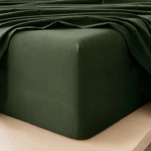 Vista 30 de MooMee Sábana bajera ajustable de solo 100% algodón lavado con textura parecida al lino, transpirable, duradera, suave, cómoda, bolsillo profundo