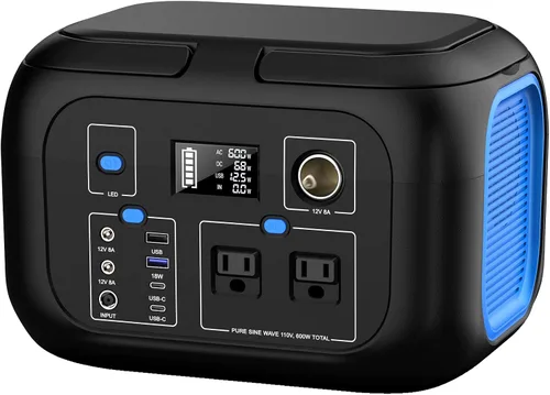 Vista 10 de Estación de energía portátil 650W (pico de 1200W), generador solar 576Wh Batería LiFePO4 de carga rápida de 3.5 horas para respaldo en el hogar