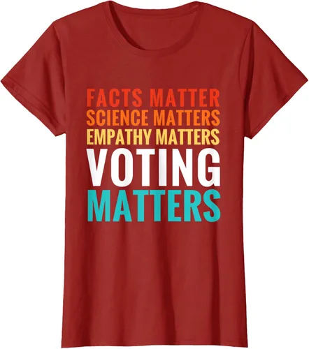Vista 50 de Facts Matter Science Matters Voting Matters - Camiseta demócrata liberal, Negro, S