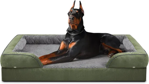 Vista 24 de L Plus - Cama ortopédica para perros grandes, sofá lavable para perros con espuma para huevos, forro impermeable y parte inferior antideslizante
