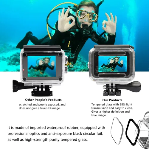 Vista 3 de Suptig Carcasa protectora impermeable para GoPro Hero 12/Hero 11/Hero 10/Hero 9 Negro Impermeable 164F