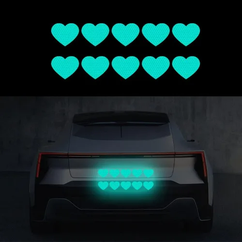 Vista 15 de 10 calcomanías de vinilo de corazón para automóviles, cubierta reflectante de alta intensidad para arañazos, calcomanías para parachoques de Azul