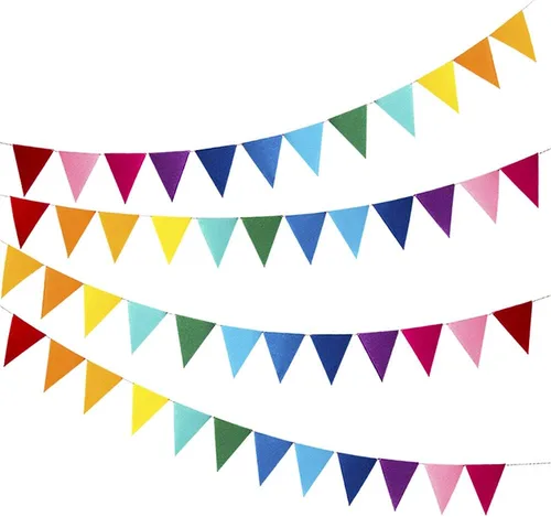 Vista 9 de Banderines de tela de fieltro arcoíris, 24 unidades/16.4 pies (paquete de 2) carteles decorativos para fiestas de cumpleaños, baby shower