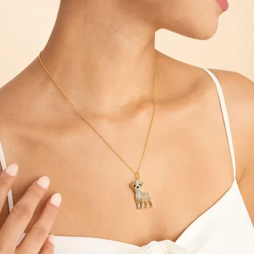 Vista 2 de SCAMPER & CO Dog Breed Pendant Necklace for Women and Girls - Genuine Gemstone and Cubic Zirconia Puppy Charm, Premium Sterling Silver Jewelry Gift