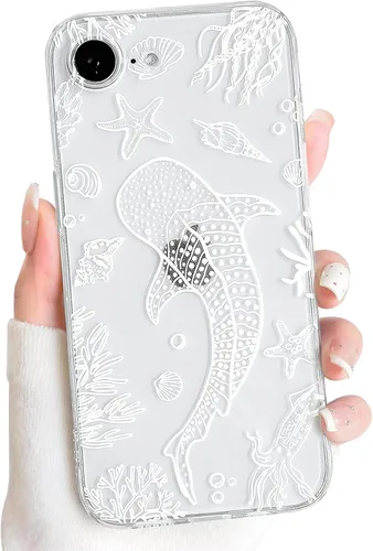 Vista 94 de NITITOP Funda para iPhone 13 Clear Sea Animal - Pez negro Pescado Negro