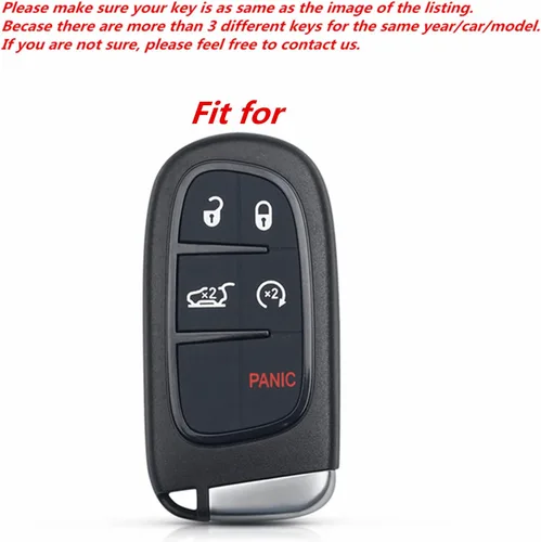 Vista 3 de Funda de cuero con 5 botones para Dodge Journey Durango Challenger Charger Jeep Grand Cherokee Chrysler 300 (negro)